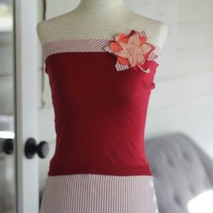 BCBG Top / FREE Skirt Tiered Pleated Seersucker